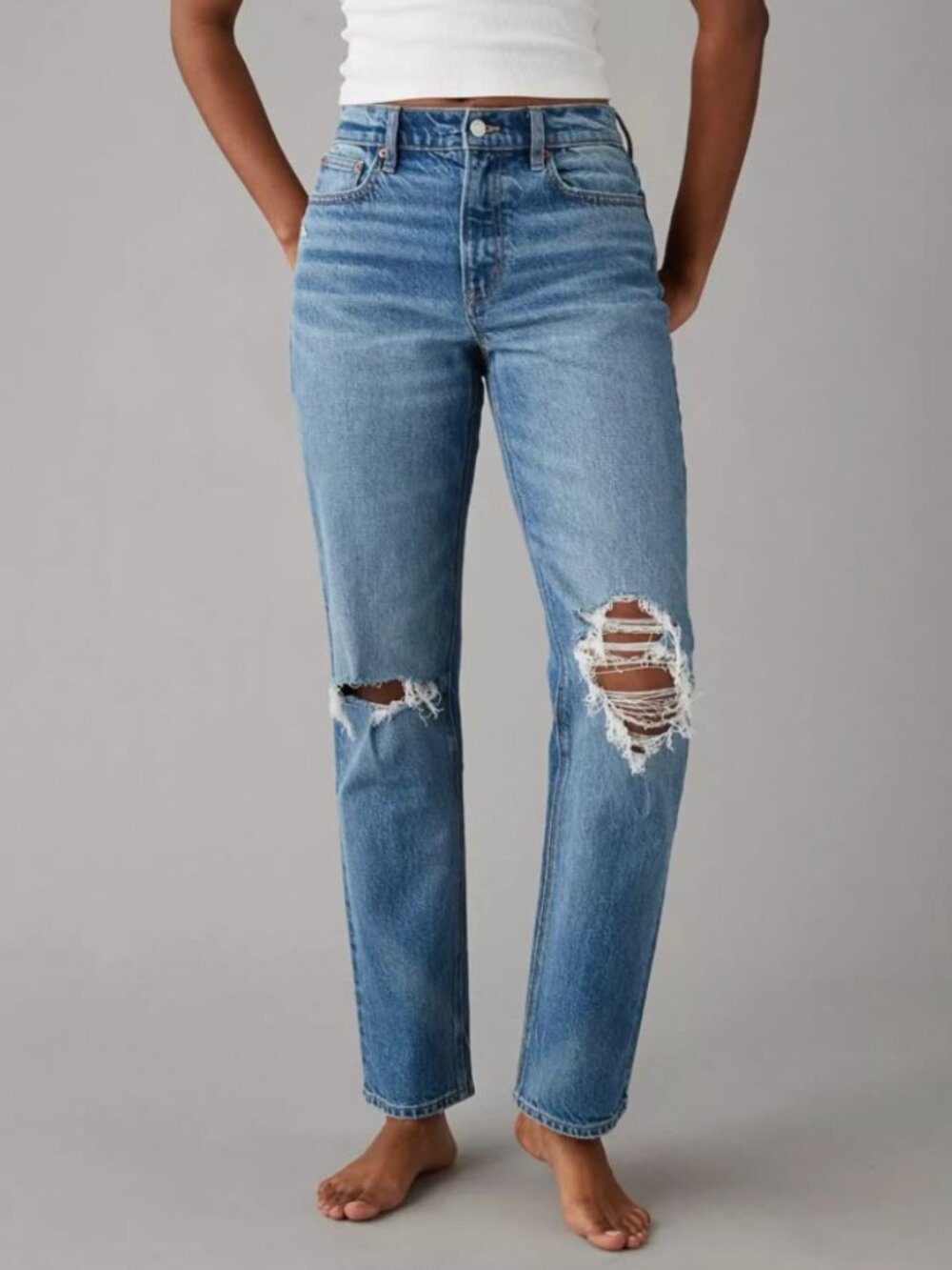 American Eagle Super High Rise Ankle Straight Jeans
